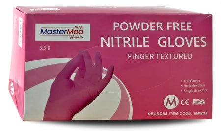 Pink Nitrile Gloves Powder/Latex free 3.5g, Finger Textured, Snug fit, Food Safe