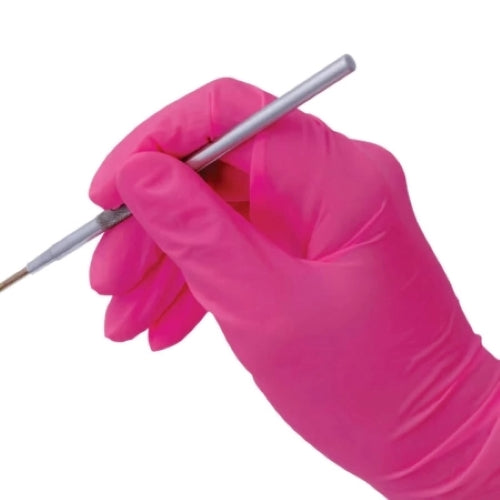 Pink Nitrile Gloves Powder/Latex free 3.5g, Finger Textured, Snug fit, Food Safe