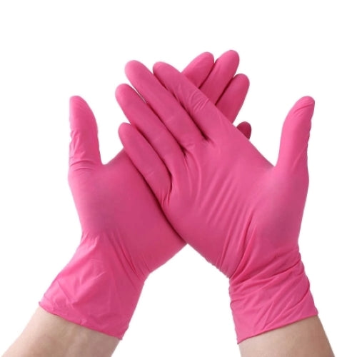 Pink Nitrile Gloves Powder/Latex free 3.5g, Finger Textured, Snug fit, Food Safe