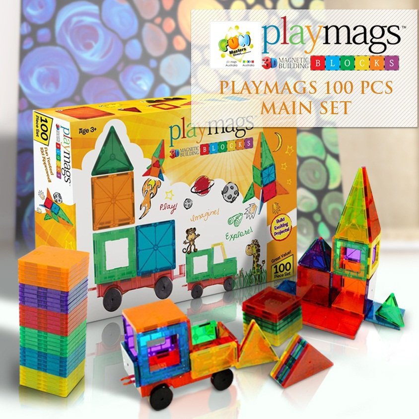 100PCS Playmags Genuine Magnetic Tiles (2019-'20 version) Playmags Genuine