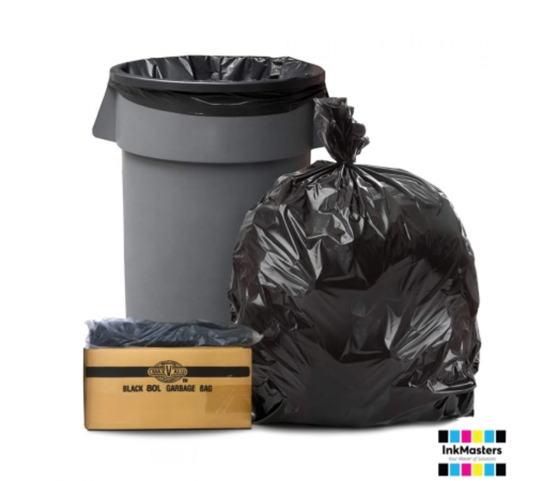 80L Black Extra Heavy Duty Trash Bags / Bin Liners, 27um, 5x50 (250 Garbage Bags)