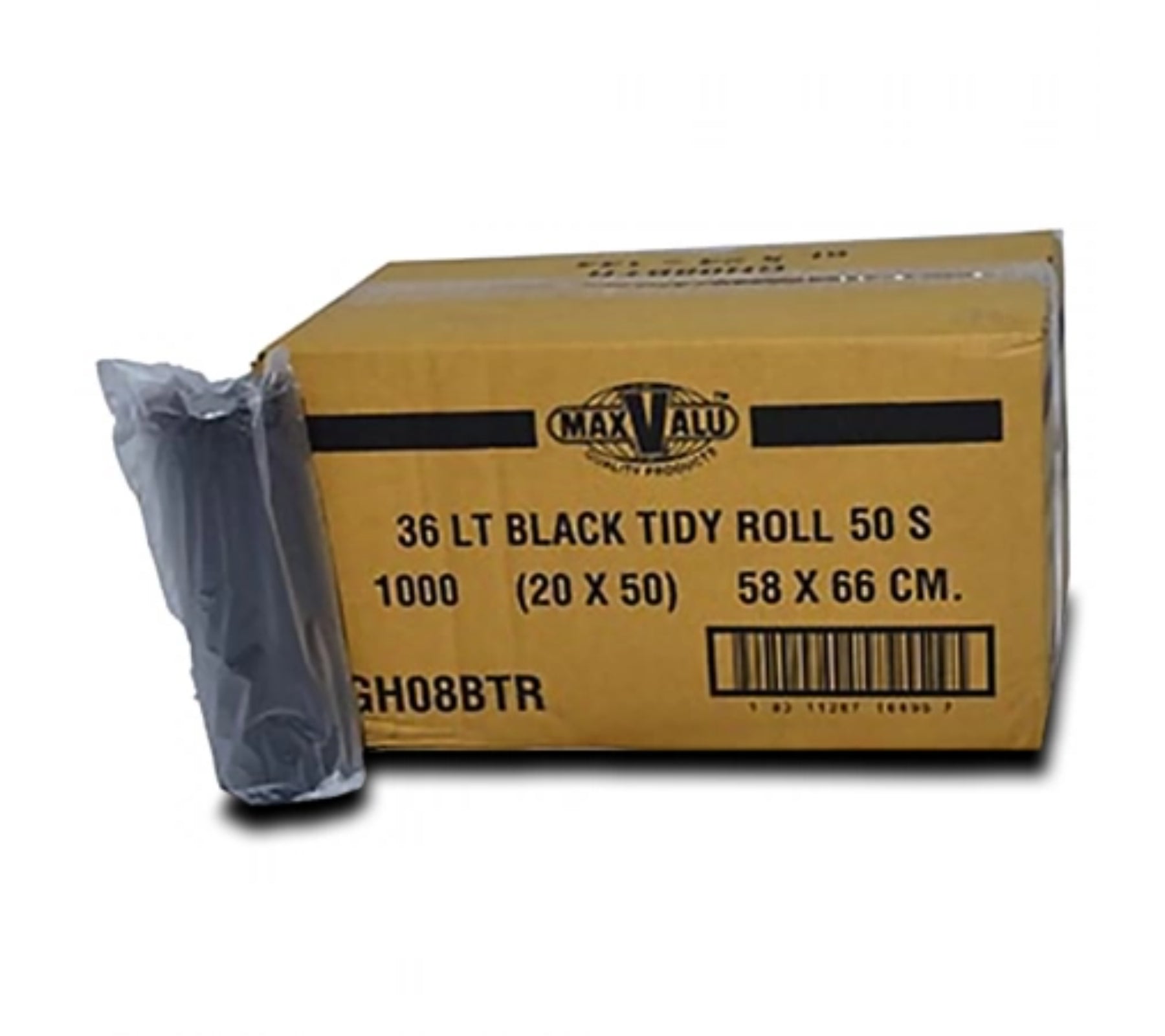 36L Black Medium-Large Trash Bags / Bin Liners, 20x50 Rolls (1000 Tidy Bags)