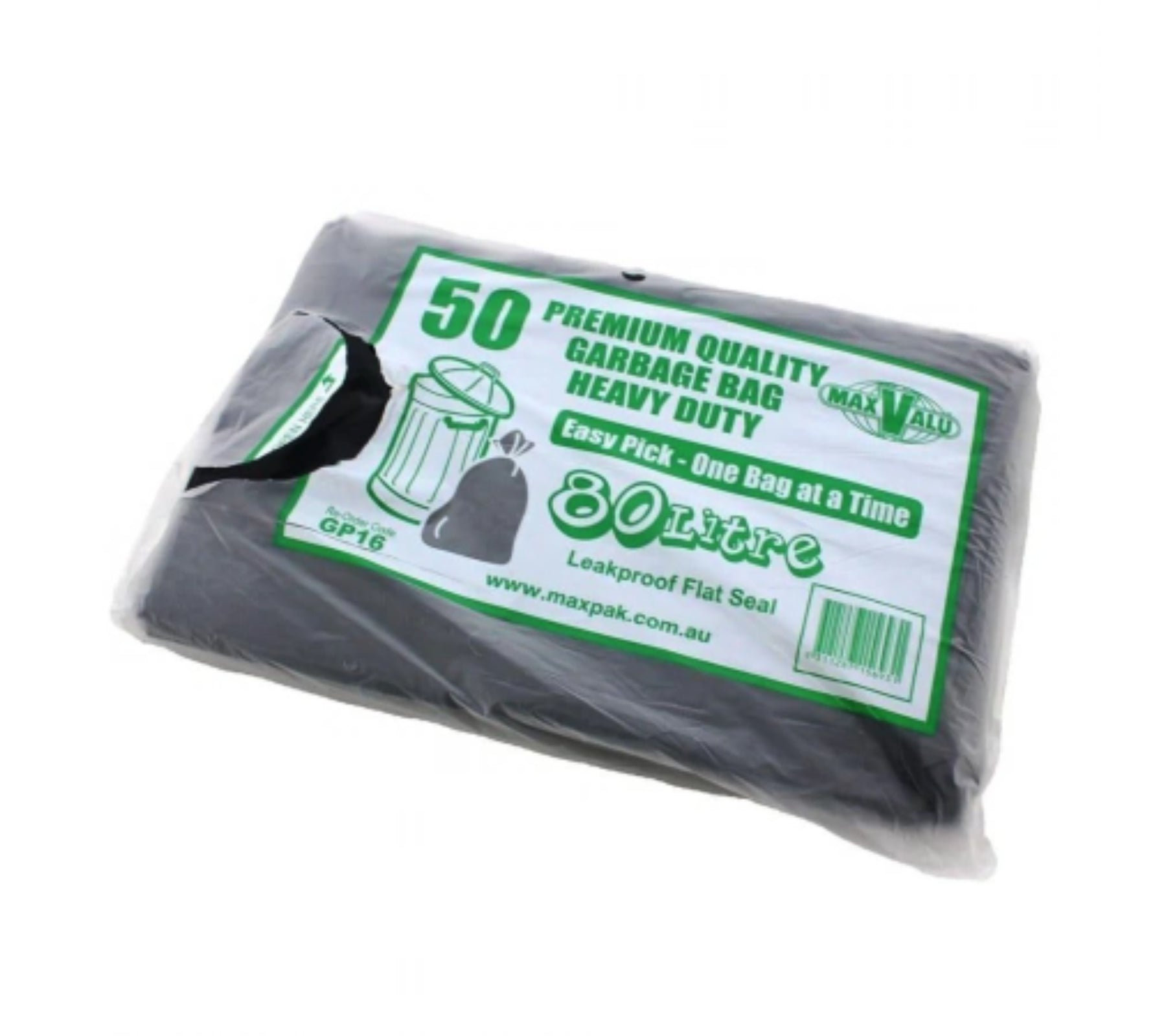 80L Black Extra Heavy Duty Trash Bags / Bin Liners, 27um, 5x50 (250 Garbage Bags)