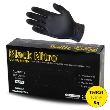 Nitrile Gloves Powder Free Black 5.5g