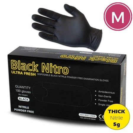 Nitrile Gloves Powder Free Black 5.5g