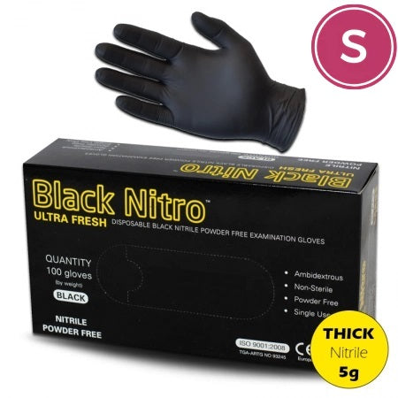 Nitrile Gloves Powder Free Black 5.5g