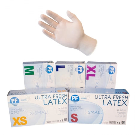 Ultra Fresh Clear Latex Gloves Powder Free 10 boxes/ 1000 Gloves