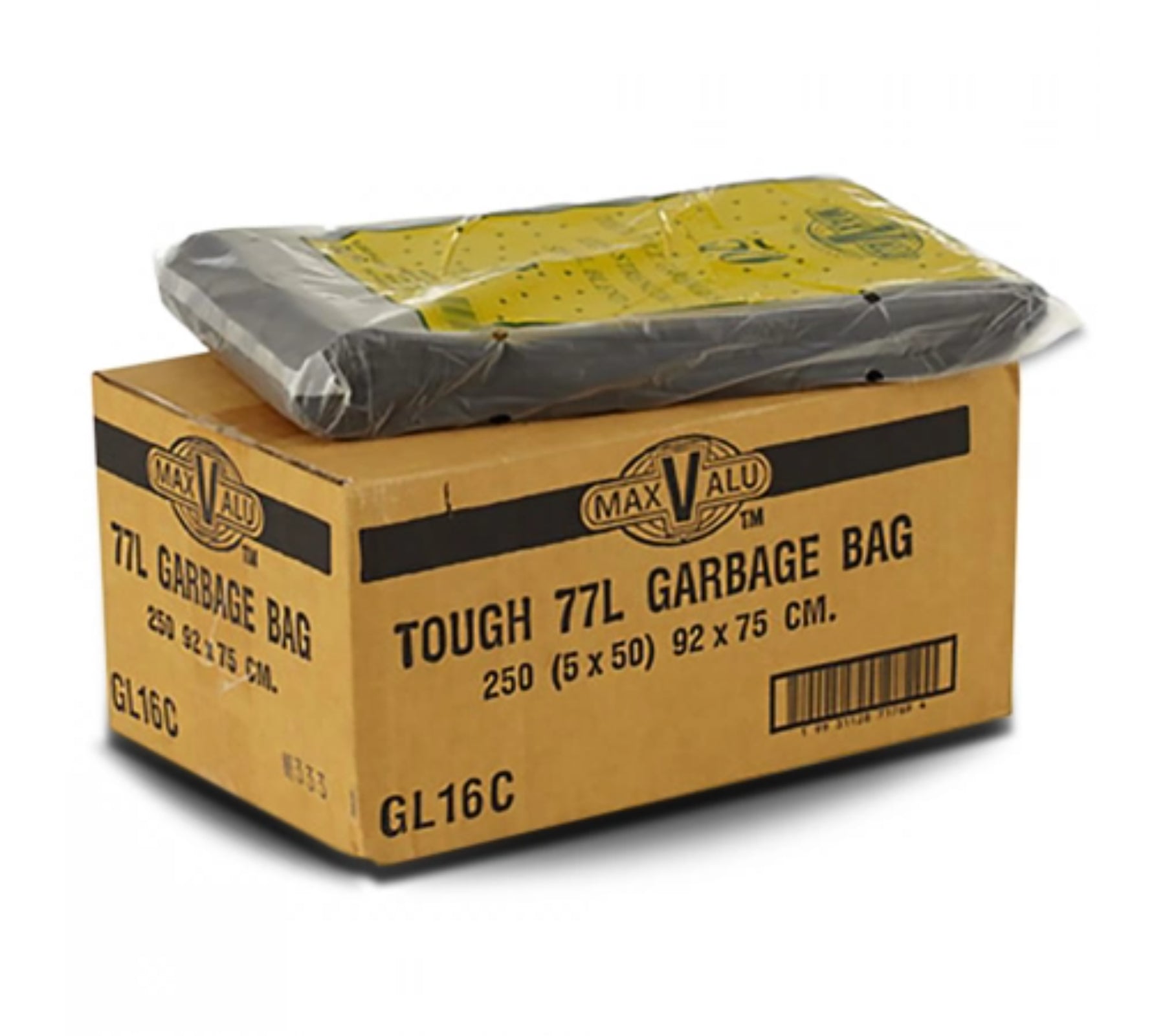 77L Black Tough Heavy Duty Black Rubbish Bags / Bin Liners, 22um, 5x50 (250 Garbage Bags)