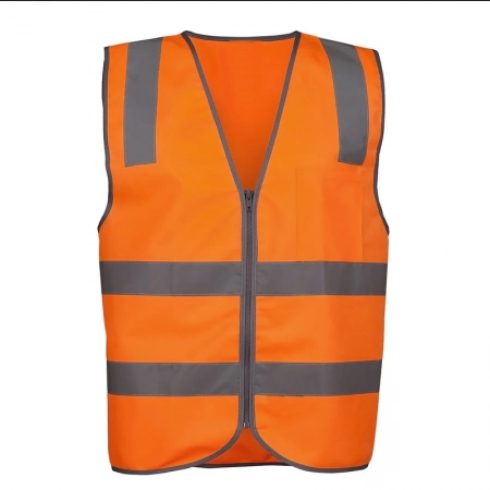 Site Safety Vest H With Zipper - Orange 50 PCS