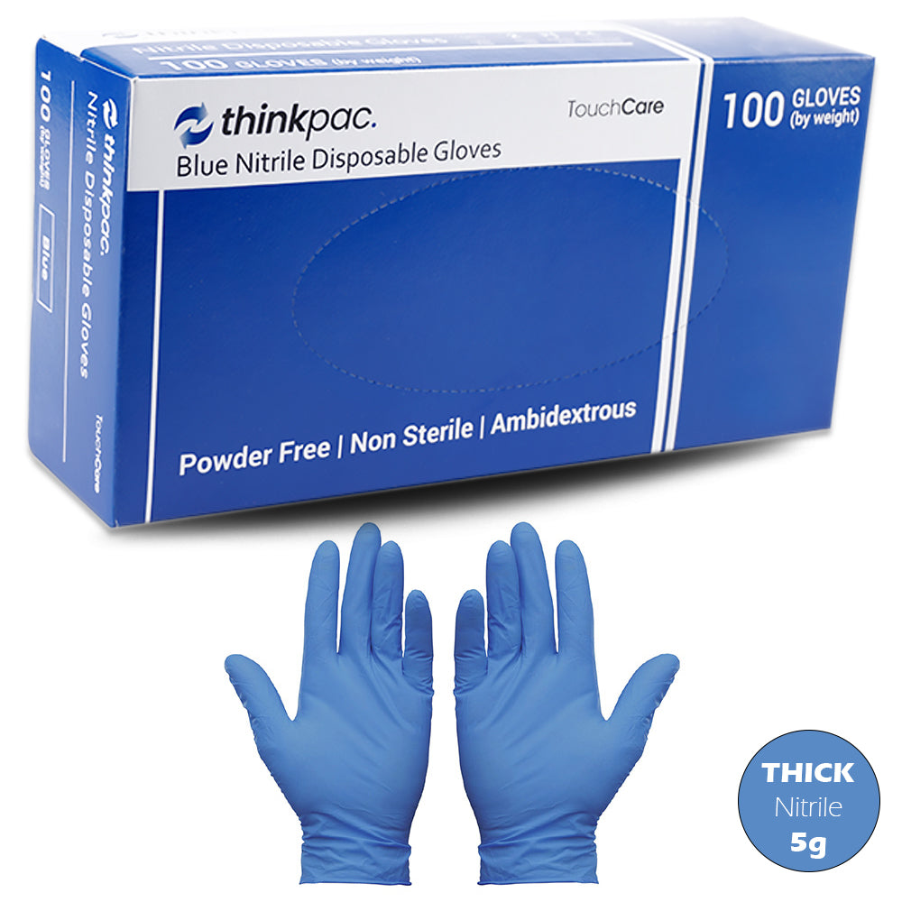 Thinkpac TouchCare Disposable Blue Nitrile Gloves, 5g (100pcs/box)