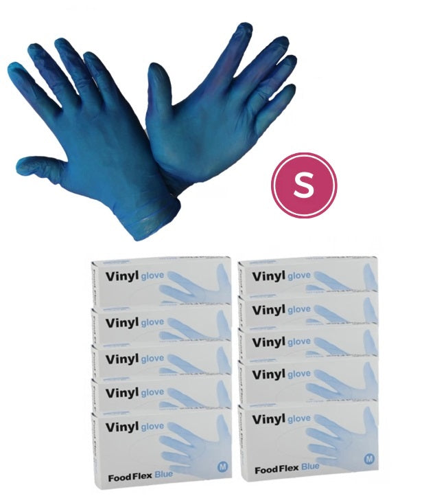 Food Grade Powder-Free Blue Vinyl Gloves - Carton of 1000 PCS