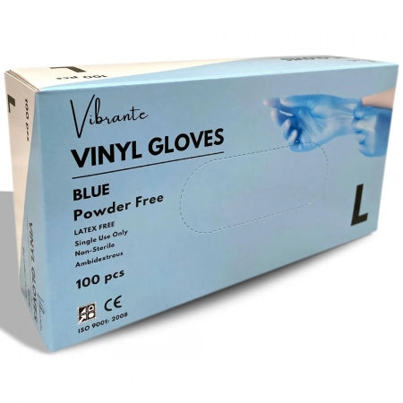 Vibrante Blue or White Vinyl Powder-Free Gloves