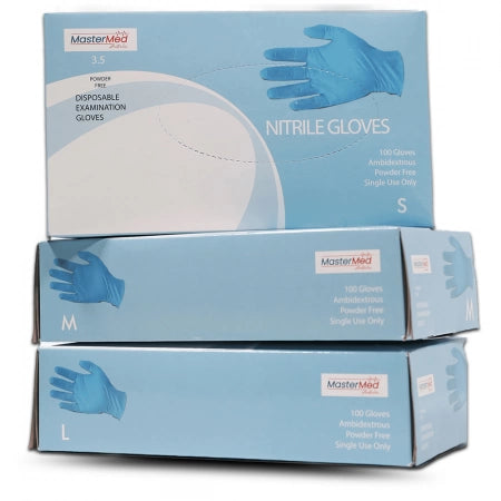 100pcs Mastermed Blue Nitrile Gloves Powder Free 3.5g